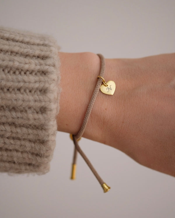 Engraved Gold Heart Bracelet