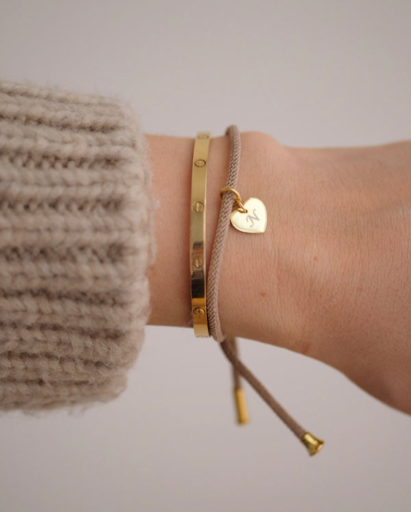 Engraved Gold Heart Bracelet