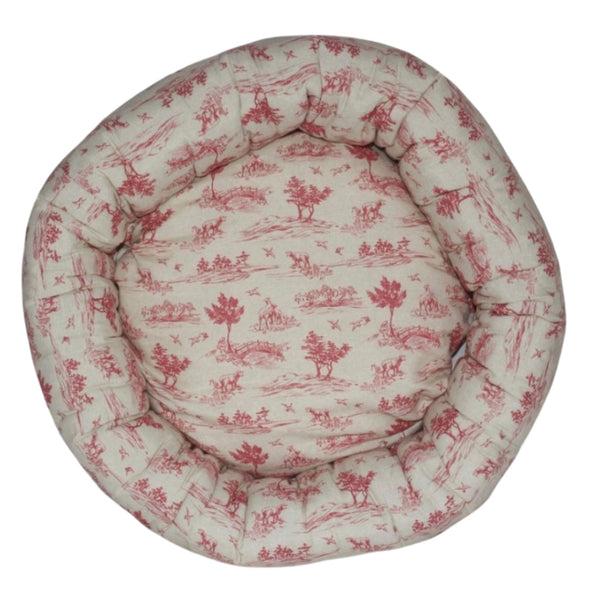 Round Dog Bed Farmhouse Red