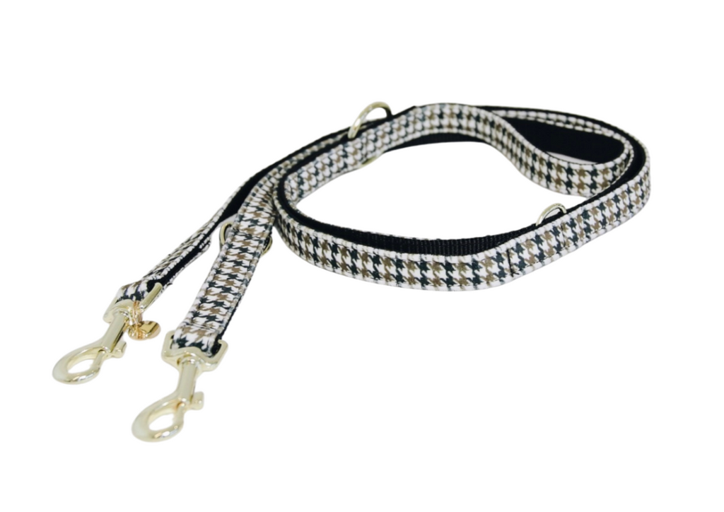 Dog Leash Pied-de-Poule Brown