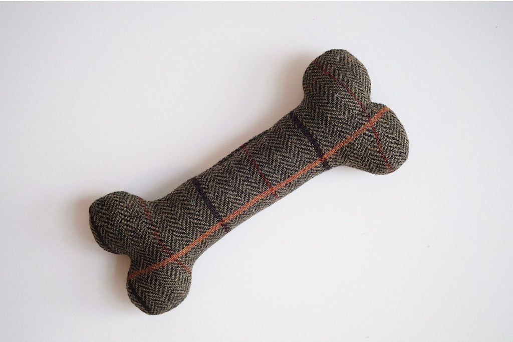 Tweed Bone Dog Toy Brown